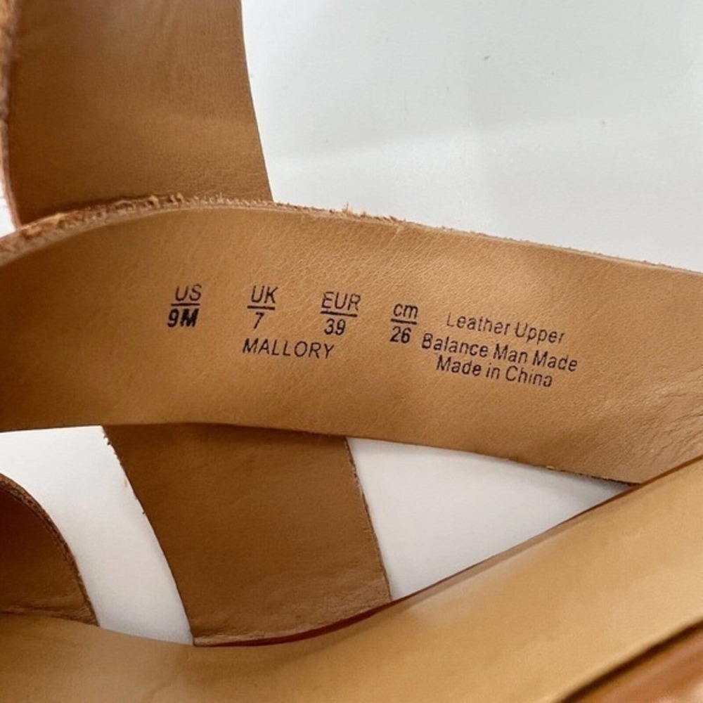 Franco Sarto Mallory Wedge Sandals Brown Leather Heels Strappy Buckle - Picture 10 of 10